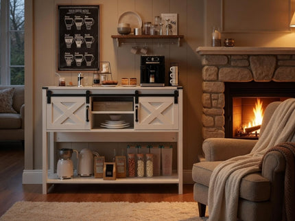Farmhouse Entryway Table With Sliding Barn Door