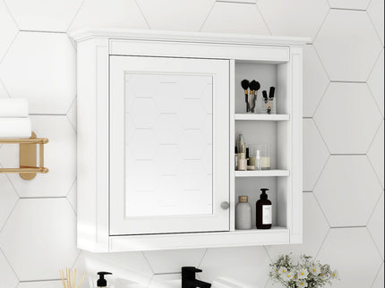 Wall Mounted Medicine Cabinet With Mirror And 3 Open Shelves