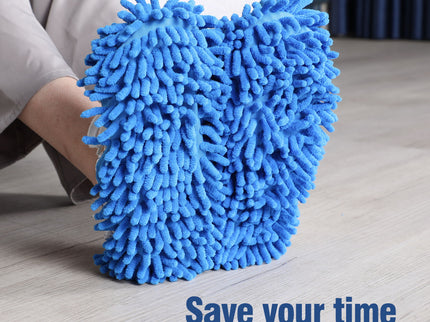 Microfiber Mop Slippers For Floor Cleaning, Machine Washable, 3 Pieces - Blue / Green / Red