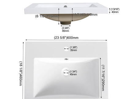 Floating Bathroom Vanity With Sink, Wall Mounted Double Door Storage