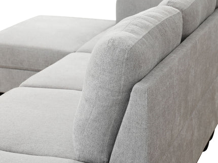 2 Piece L - Shaped Left Chaise Sectional Sofa With Ottoman, Living Room Furniture - White / Gray