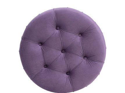 Dawn - Tufted Round Ottoman Nailhead Accents - Purple