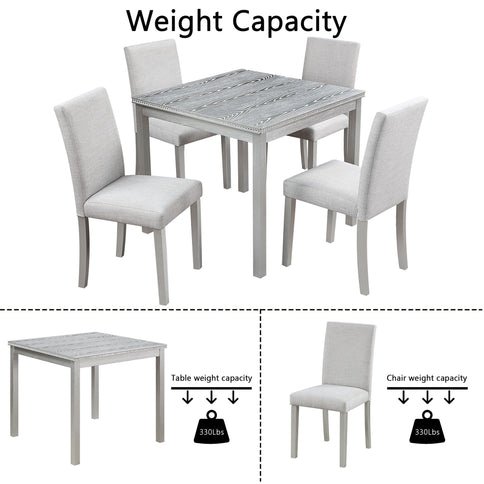 Dining Table Set With Crystal Decoration And Upholstered Chairs