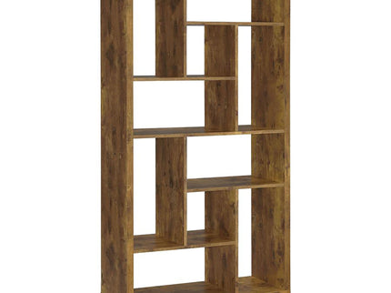 6 Tier Rectangular Bookcase With Accents - Brown