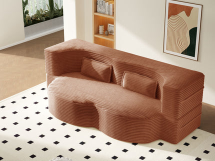 Modern Floor Sofa With 2 Pillows, Convertible Twin Size Folding Mattress For Living Room
