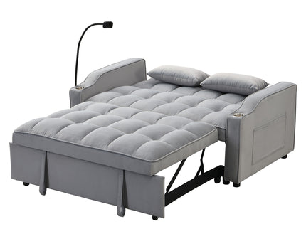 Modern Loveseat Futon Sofa With Pullout Bed, Adjustable Reclining Backrest, Toss Pillows