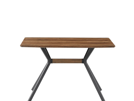 Modern Minimalist Style Dining Table MDF Wooden Top Metal Shelf Metal Heat Transfer Legs Leveling Feet For Dining Room Kitchen Office Table - Walnut / Black