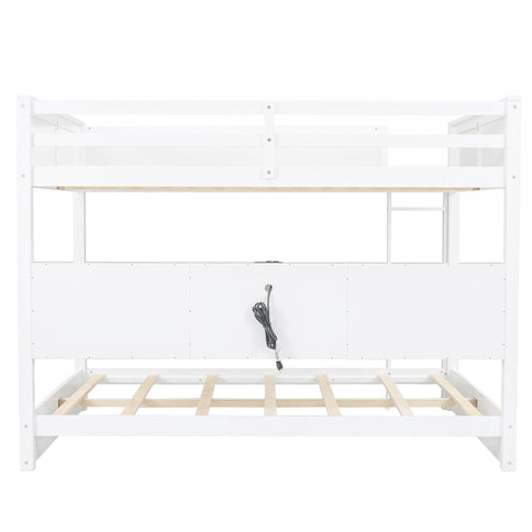 Bunk Bed With Storage Cabinets And USB Ports