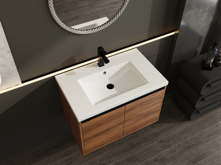 Bathroom Vanity Set With Resin Countertop Sink And 2 Doors, Engineered Wood
