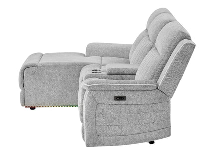 Ian - Power Reclining Chaise With LED Lighting, Pushback Design - Gray