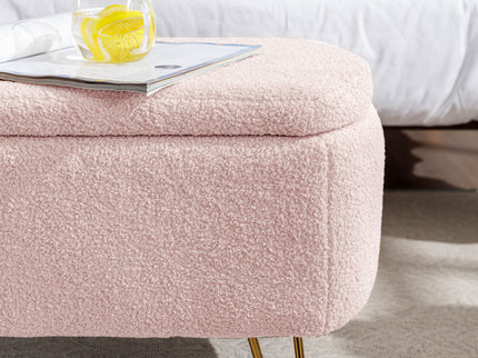 Storage Ottoman Bench For End Of Bed Legs, Modern Camel Faux Fur Entryway Bench Upholstered Padded With Storage For Living Room Bedroom