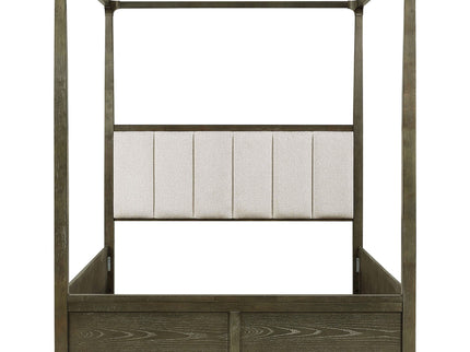 Sundance - Queen Canopy Bed With Upholstered Headboard - Dark Brown
