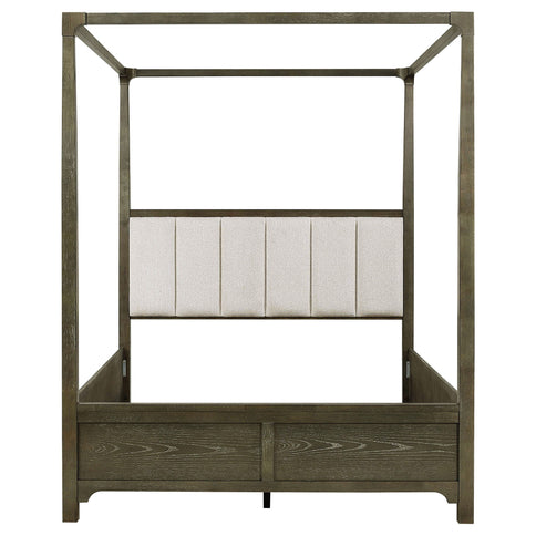 Sundance - Queen Canopy Bed With Upholstered Headboard - Dark Brown