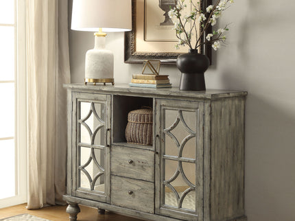 Velika - Weathered Console Table With 1 Open Compartment Storage - Gray