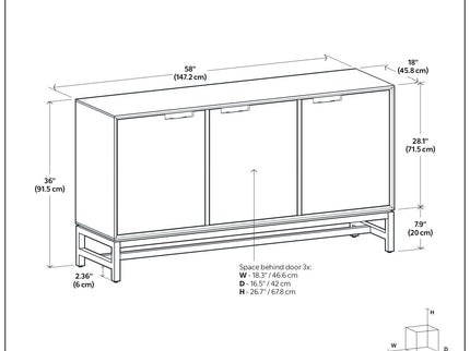 Banting - 3 Door Sideboard Buffet With Adjustable Shelves - Natural Walnut