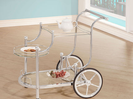 Reia - 3 Tier Cart With Casters & Tempered Glass Design - Chrome