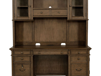 Stigham - 5 Drawer Credenza With Hutch - Oak