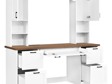 Farmhouse Computer Desk With Hutch