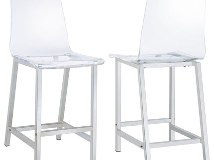 Counter Height Stools With Curved Back Design (Set of 2) - Clear