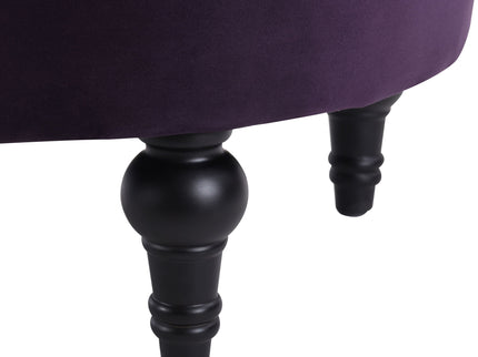 Dawn - Tufted Round Ottoman Nailhead Accents - Purple