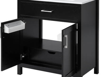 Bathroom Vanity With Sink And Ample Storage, Rectangular Undermount Sink - Black