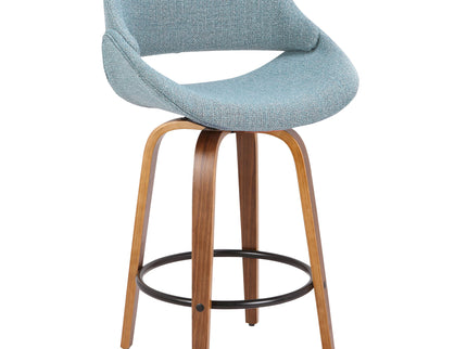 Fabrico - Mid Century Modern Fixed Height Counter Stool And Round Footrest (Set of 2)