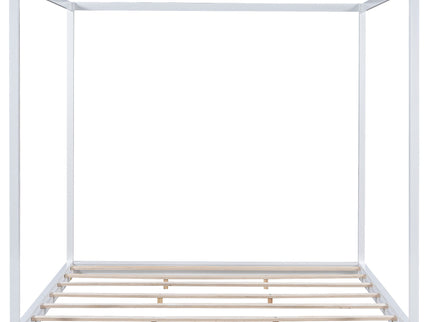 Wood Canopy Platform Bed With Support Legs And Airflow Slats