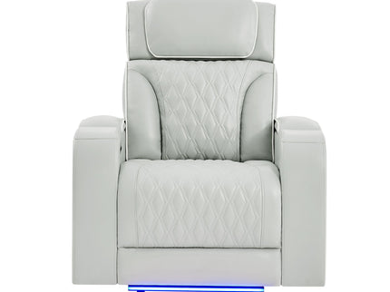 Julian - Power Recliner With Power Headrest And LED Lighting - Silver
