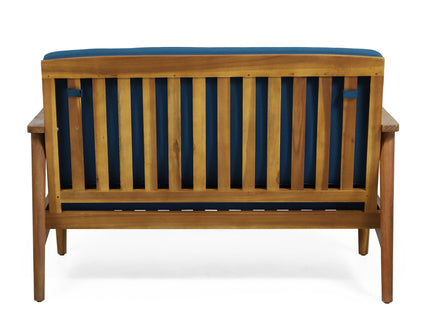 Outdoor Acacia Wood Loveseat Set With Coffee Table