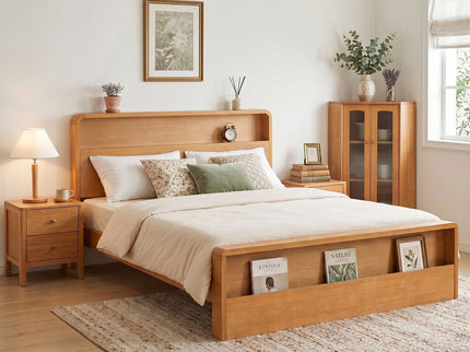 Bed Frame With Dual Open Storage Headboard And Footboard