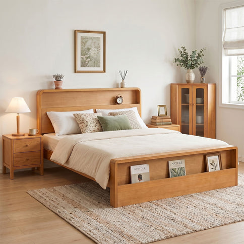Bed Frame With Dual Open Storage Headboard And Footboard