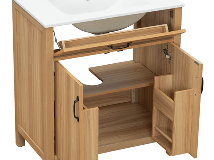 Bathroom Vanity With Flip Drawer, 2 Soft Close Doors, Adjustable Shelf And Ceramic Sink