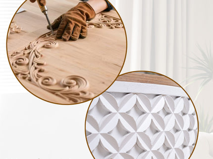 Round Coffee Table With Storage - White / Light Oak