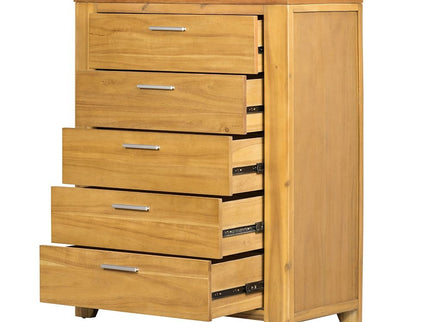 5 Drawer Dresser - Natural Wood / Brown