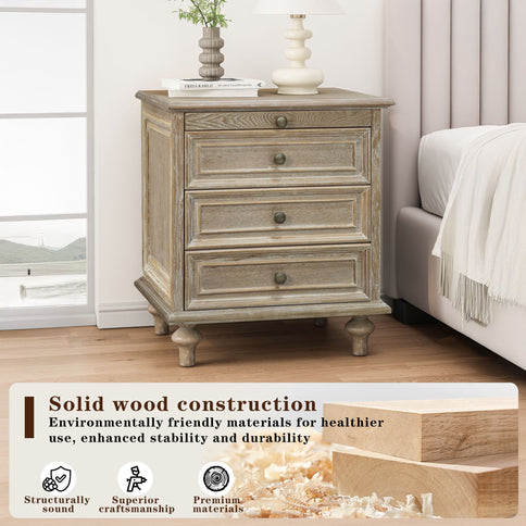 Farmhouse Nightstand With 4 Drawers