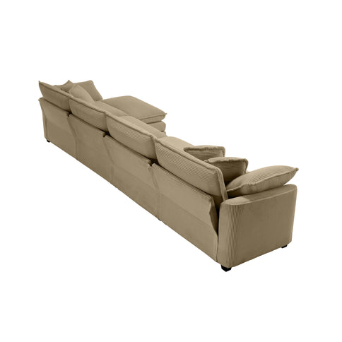 Oversized Modular Cushion Sofa With Ottoman, Low Back, Deep Seating Sofa Set