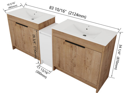 Freestanding Bathroom Vanity & Sink, Storage Cabinets, Soft Closing Doors