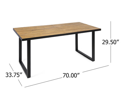 Outdoor Dining Table With U Shape Legs And Slat Top Table - Teak