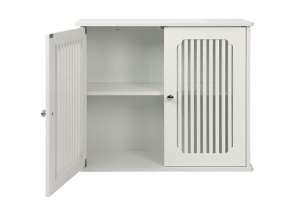 Louvered Double Door Wall Mounted Bathroom Cabinet - White