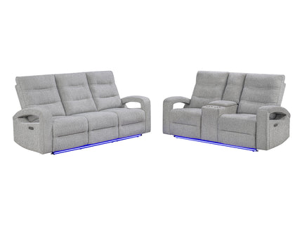Isolde - Power Reclining Sofa, LED Lighting - Gray