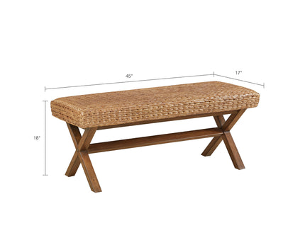 Bench With Water Hyacinth Seat - Brown