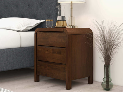 Lionel - Nightstand 3 Drawer Bed Side Table - Brown
