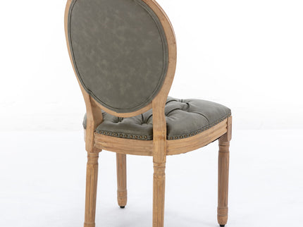 French Style Solid Wood Frame Antique Painting, Hand-Pulled Buckle Decoration Artificial Dining Chair With Nailhead Trim, Wood Legs