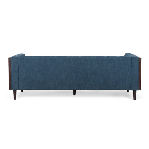 Contemporary Mid-Century Charm 3 Seater Sofa With Button Tufted Waffle Stitching