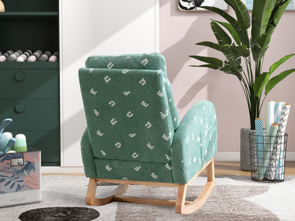 Modern Accent Rocker Armchair With Side Pocket, Upholstered High Back