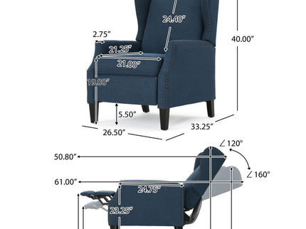 Westeros Wing Back Fabric Upholstered Recliner