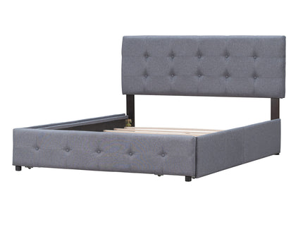 Upholstered Platform Bed With Classic Headboard And Drawers, No Box Spring Needed