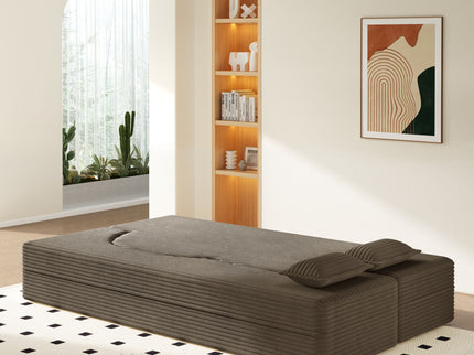 Modern Floor Sofa With 2 Pillows, Convertible Twin Size Folding Mattress For Living Room