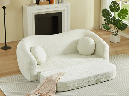 Curved Convertible Sofa, 2 In 1 Frameless Folding Sofa Bed With Pull Out Base And Deep Seat