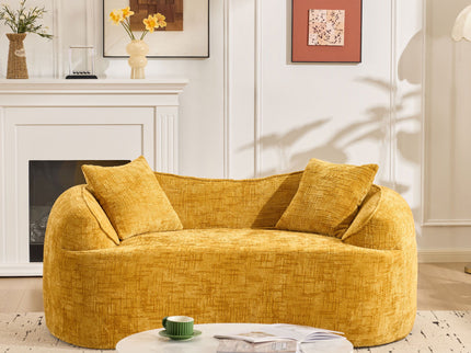 Curved 2 Person Compress Sofa With Armrests, Includes Pillows